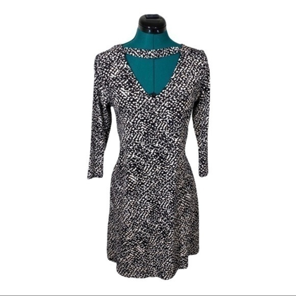 LOFT Geometric Print Choker Keyhole Dress NWT - Picture 2 of 9